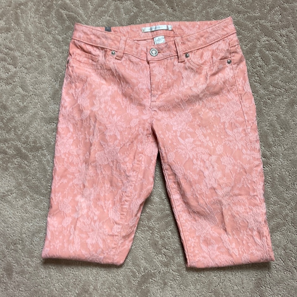 LC Lauren Conrad Pink Floral Jacquard Jeans